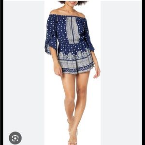 Off-Shoulder Festival Romper w/ Flowy Sleeves